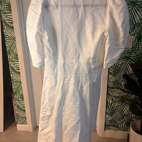 NEW Parker White Linen Puff Sleeve Mini Dress Size 4 - Picture 7 of 10